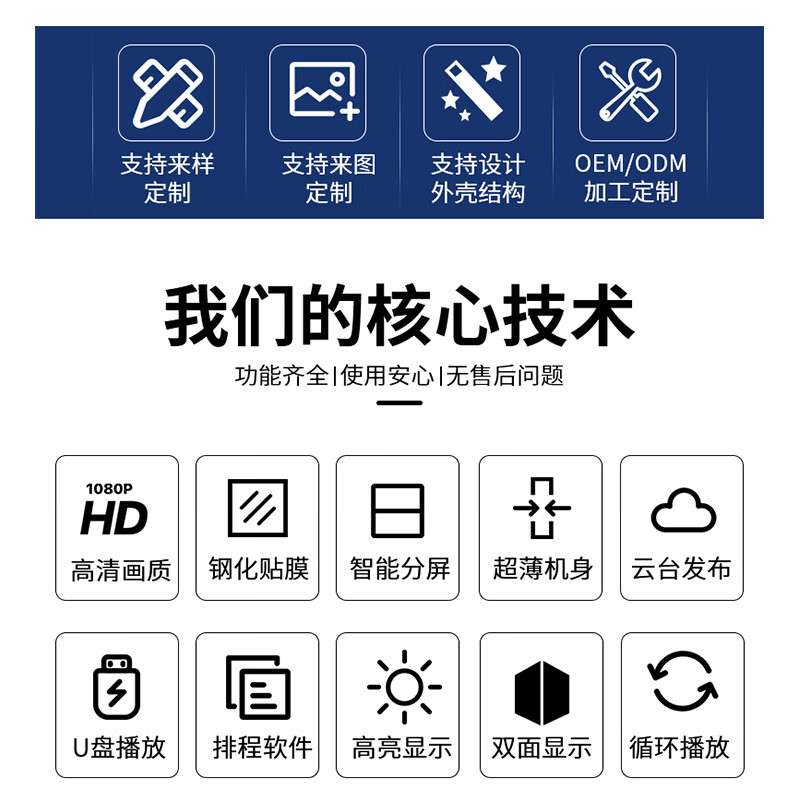 双面吊挂超窄边高清液晶显示屏超薄商超高亮橱窗吊挂广告机显示器