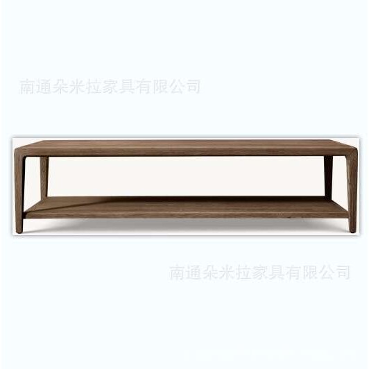 RH美式简约长方形茶几圆形客厅咖啡桌别墅亚马逊供应商实木家具