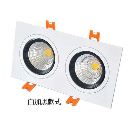 cob双头射灯led方形斗胆灯新款3w10W12w20瓦格栅客厅嵌入式吊顶