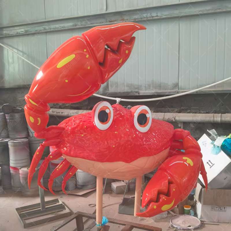 大型仿真螃蟹玻璃钢雕塑海鲜店壁挂门头立体模型海岸酒店广场摆件