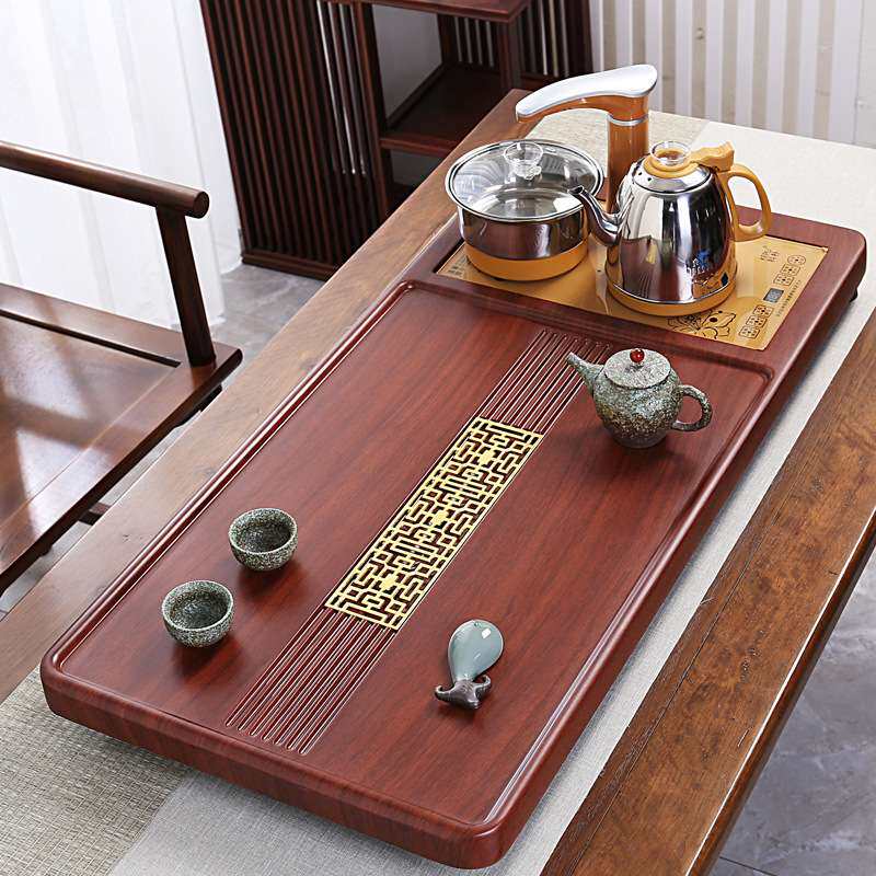 茶盘实木黑檀木带烧水壶茶台一体全自动电木款茶具套装家用