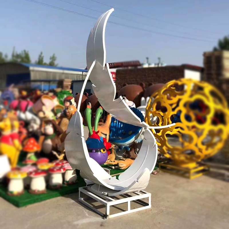户外大型不锈钢羽毛落地摆件商场酒店大堂进门景观抽象雕塑工艺品