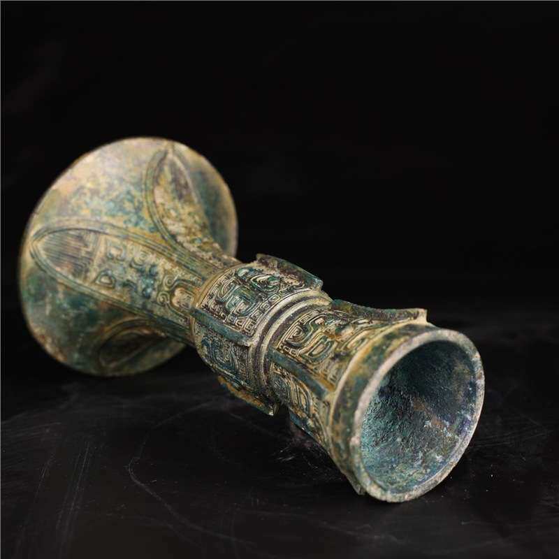 青铜器古天花觚花瓶花插酒器创意家居饰品桌面摆件中式汉婚道具
