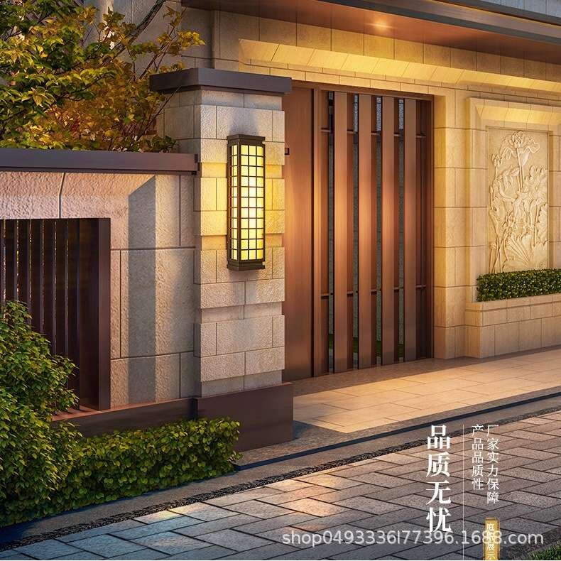 云石壁灯户外阳台灯新中式禅意壁灯家用大门外墙灯景观庭院灯