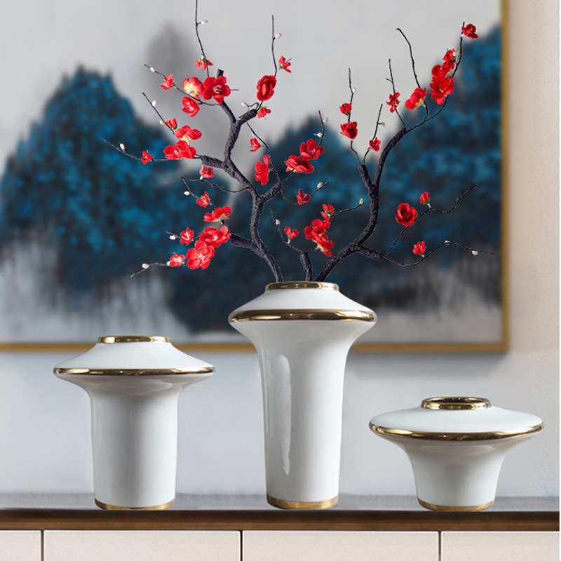 现代简约花瓶摆件客厅插花北欧家居装饰品陶瓷创意干花电视柜