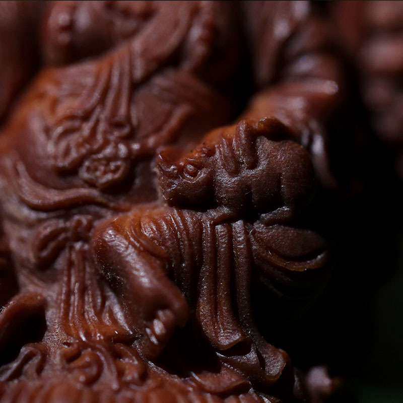 印度老山檀黄财神挂件檀香木雕刻财神复古国风挂件架车内车挂