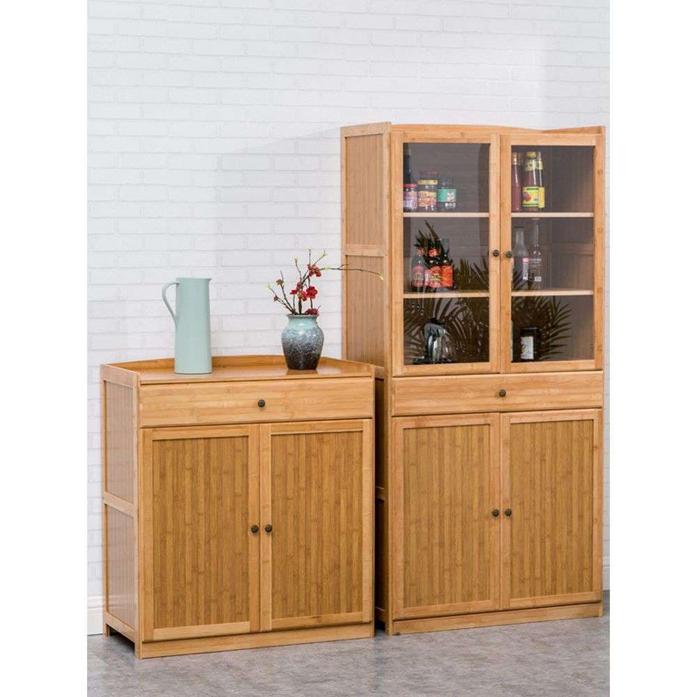 简易碗橱柜厨房老式小碗柜透气家用餐边柜经济型茶水柜楠竹储物柜