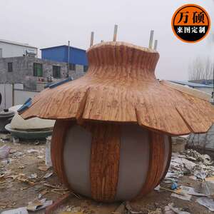 厂家制作玻璃钢石榴雕塑农场庄园美丽乡村水果蘑菇屋房子摆件