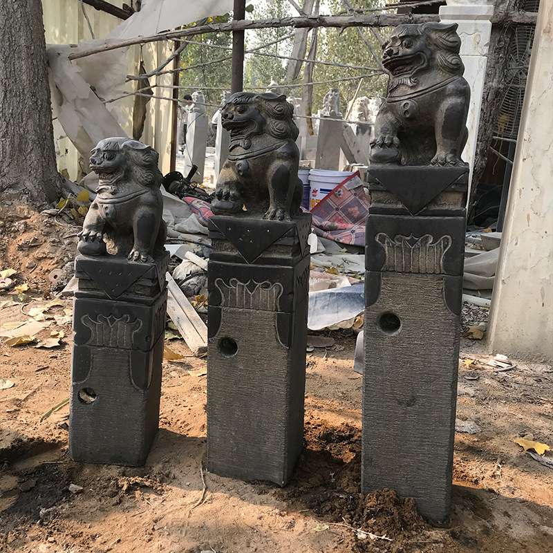 拴马桩石雕仿古做旧青石石狮子栓马石桩庭院室内装饰栓马桩