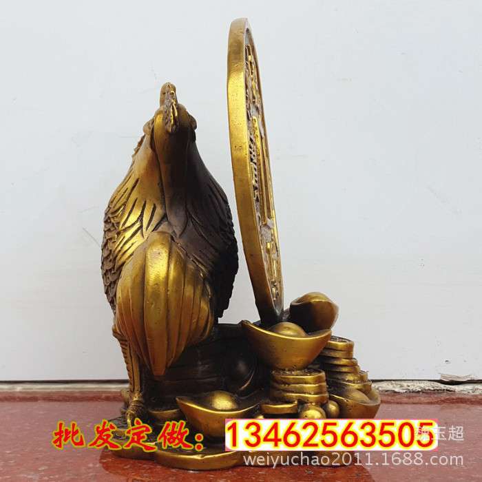 厂家直销纯铜公鸡摆件元宝鸡生肖鸡金钱鸡风水铜器客厅工艺品