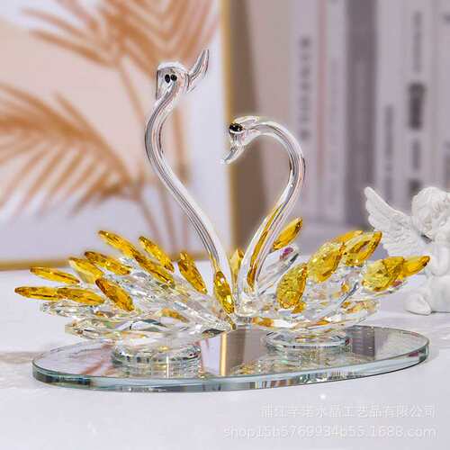 厂家直销机磨水晶天鹅家居摆件婚庆用品柜台展示工艺品源头厂家