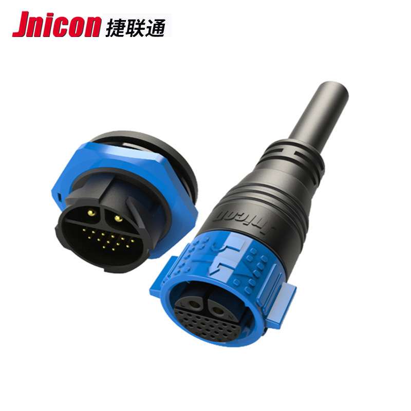 Jnicon捷联通M25自锁2+8法兰航空插头电源信号组合防水连接器50A