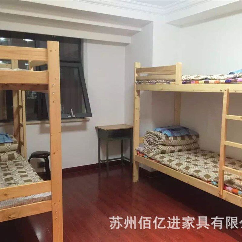 加工学生上下铺松木架子床 学校员工宿舍松木架子床