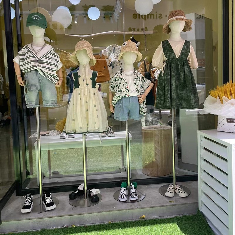 儿童模特道具半身全身p带头带手橱窗展示架小孩男女童装店模特架