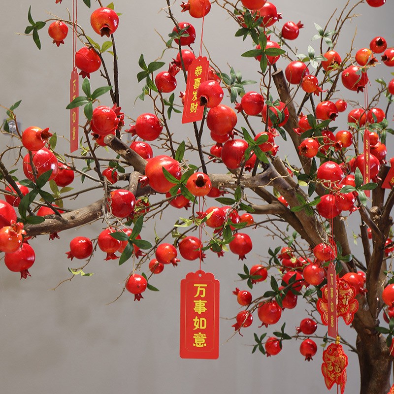仿真石榴树大型实木m水果假树室内酒店商场田园风绿植落地装饰摆