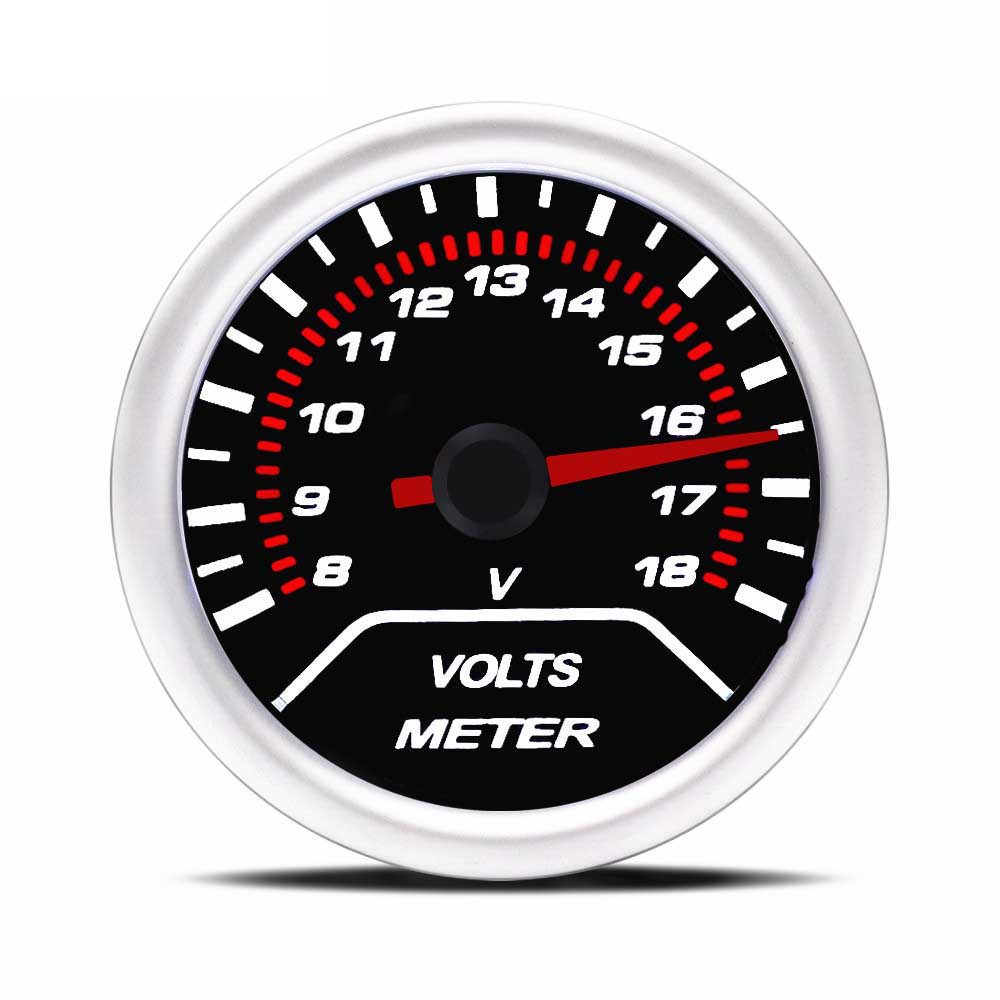 跨境汽车改装通用墨镜电压表2寸12V52mm白光机械式电压仪表