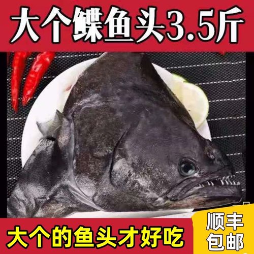 包邮深海鲽鱼鱼头格陵兰鸦片鱼