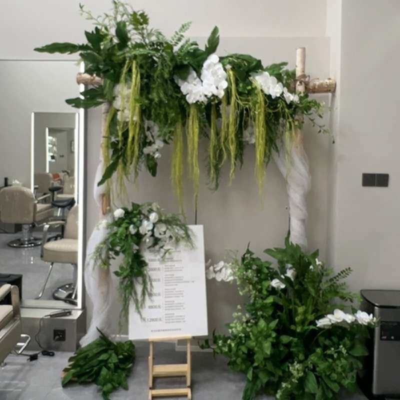 森系仿真绿植壁挂拱门装饰花艺 服装店门头店面橱窗墙壁布置花排