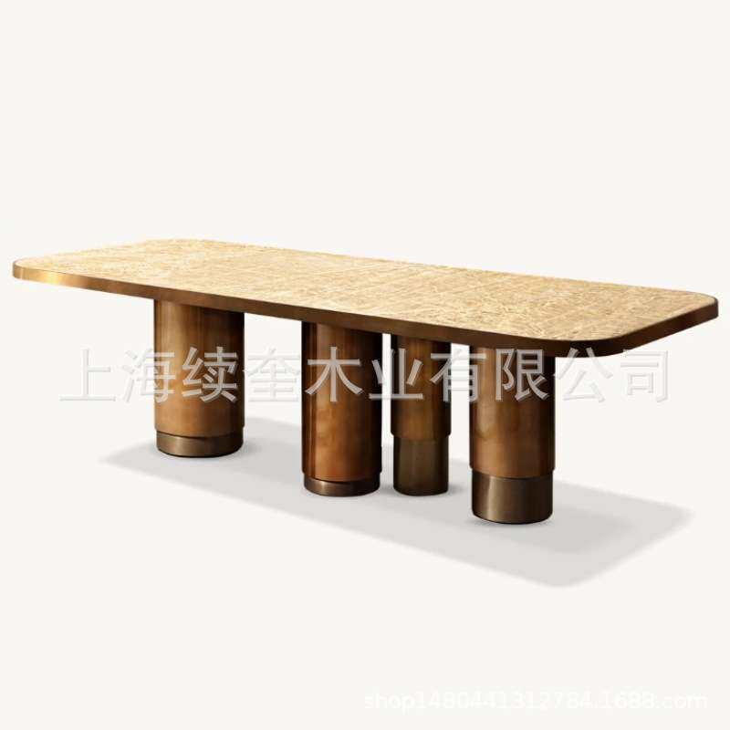 RH简约实木大理石长方形桌餐桌椅组合家用餐厅家具亚马逊出口工厂