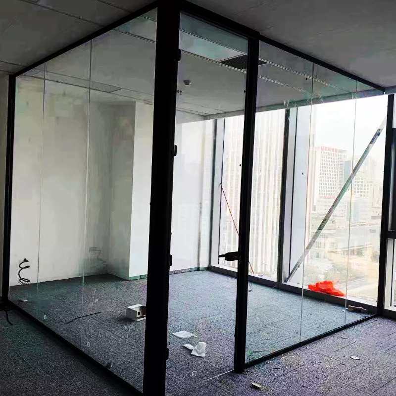 东莞广州办公室玻璃隔断墙双向透明玻璃内置百叶铝合金隔音高隔断