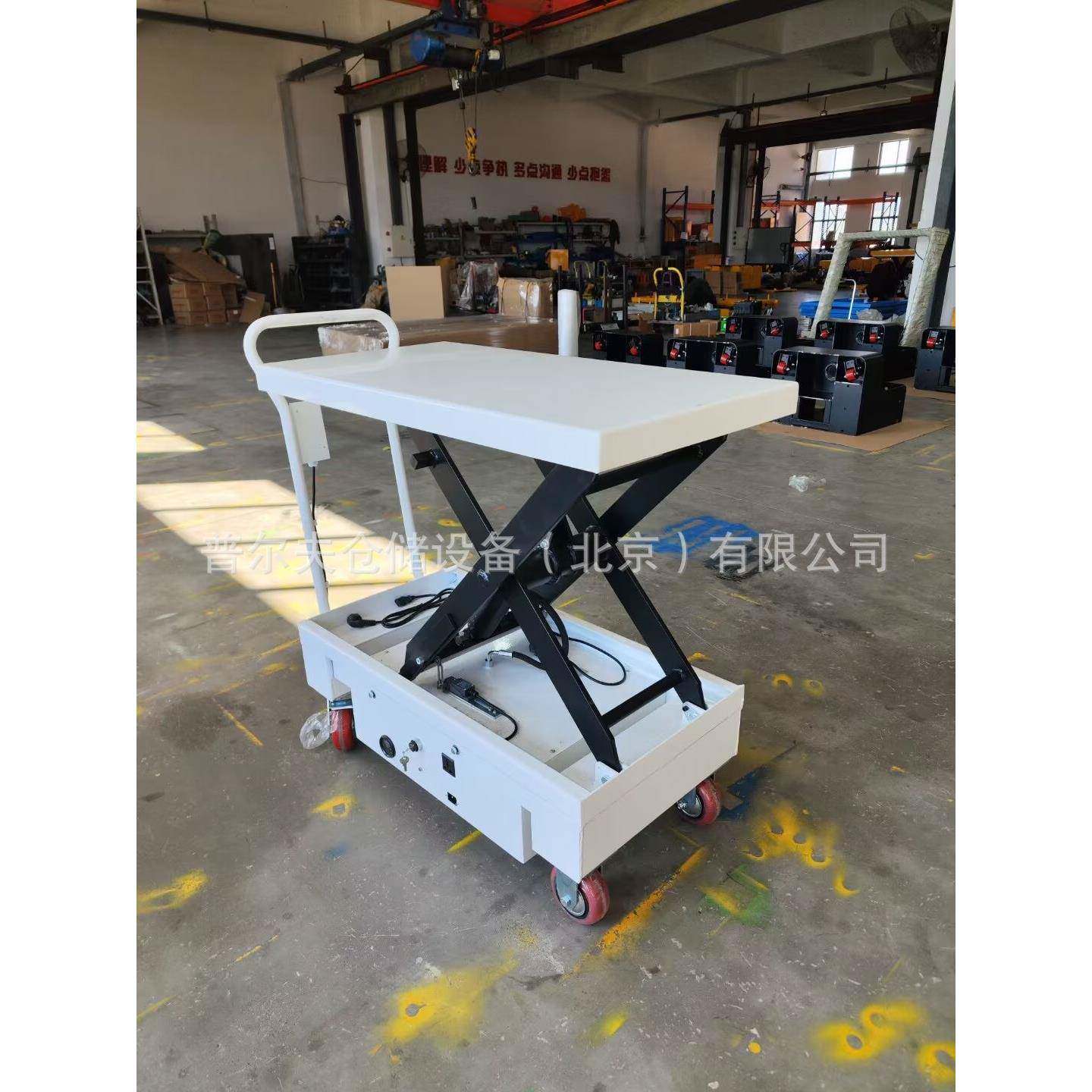 现货半电动升降平台车手动脚踏液压手推移动剪叉式模具搬运车