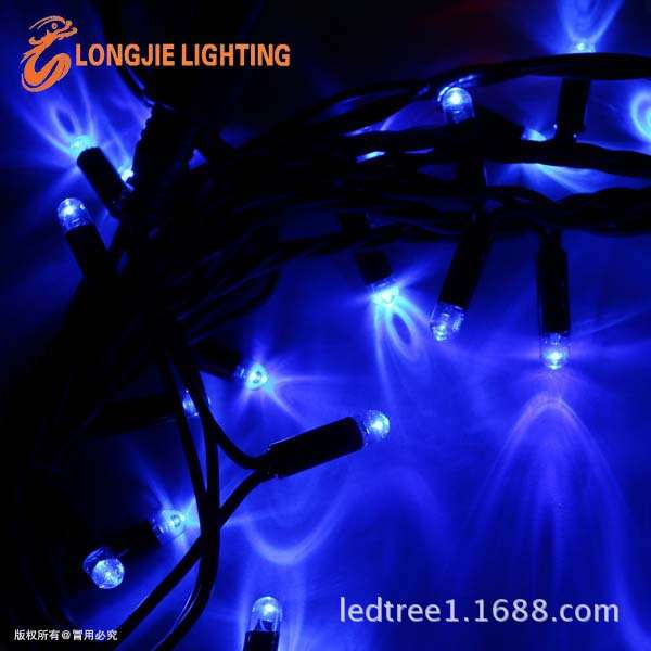 10米100灯可连接式橡胶线泡壳蓝光灯串 LED发光灯串