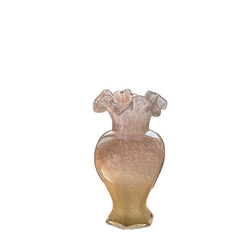 粉色芬顿玻璃花中古人鱼姬琉璃花器插花水养装饰法式浪漫风