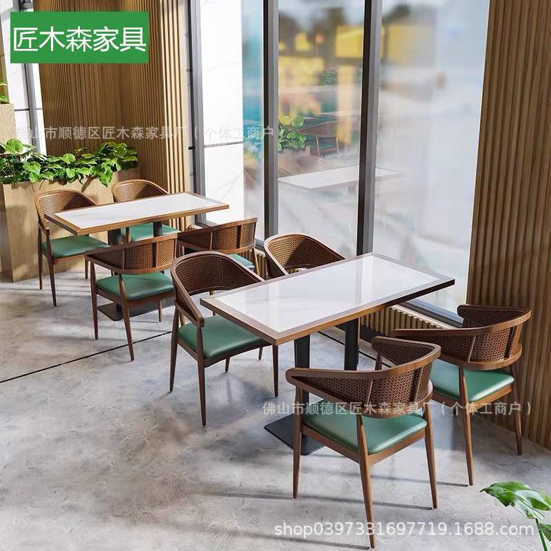 东南亚实木编藤椅靠墙卡座沙发餐饮餐厅连锁饭店茶餐厅面馆桌椅子