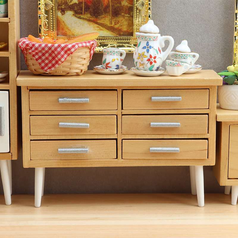 1:12迷你娃娃屋家具DOLLHOUSE模型摆件12分现代仿真厨房桌椅柜子