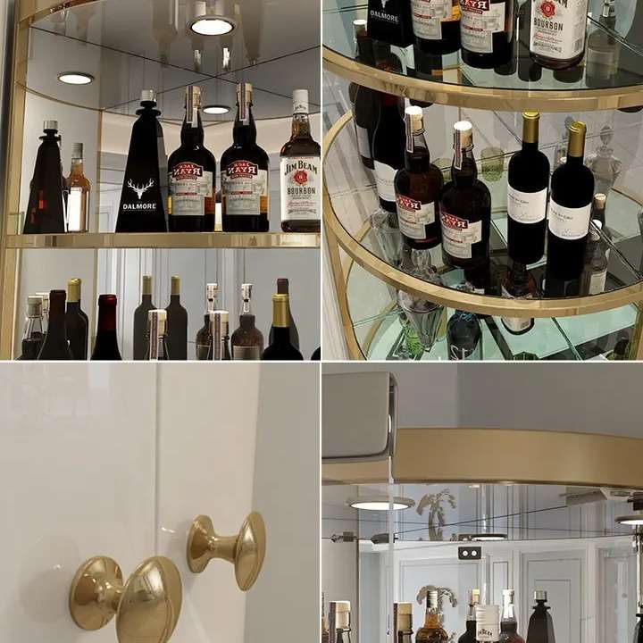 轻奢酒柜靠墙角柜现代客厅转角柜三角边柜玻璃展示柜红酒展示酒橱