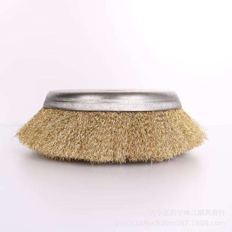 电动除锈机配件210*22碗型大钢丝刷加厚镀铜钢丝轮碗型抛光打磨头