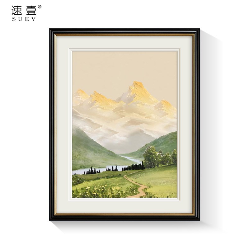 日照金山玄关餐厅挂画客厅装饰画美式现代简美山水风景Z清新仿油