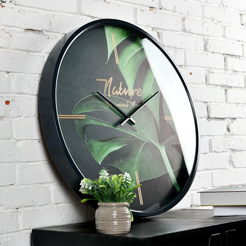 黛绿现代创意木质钟简约客厅静音时钟装饰挂钟墙挂Y表時鐘简约
