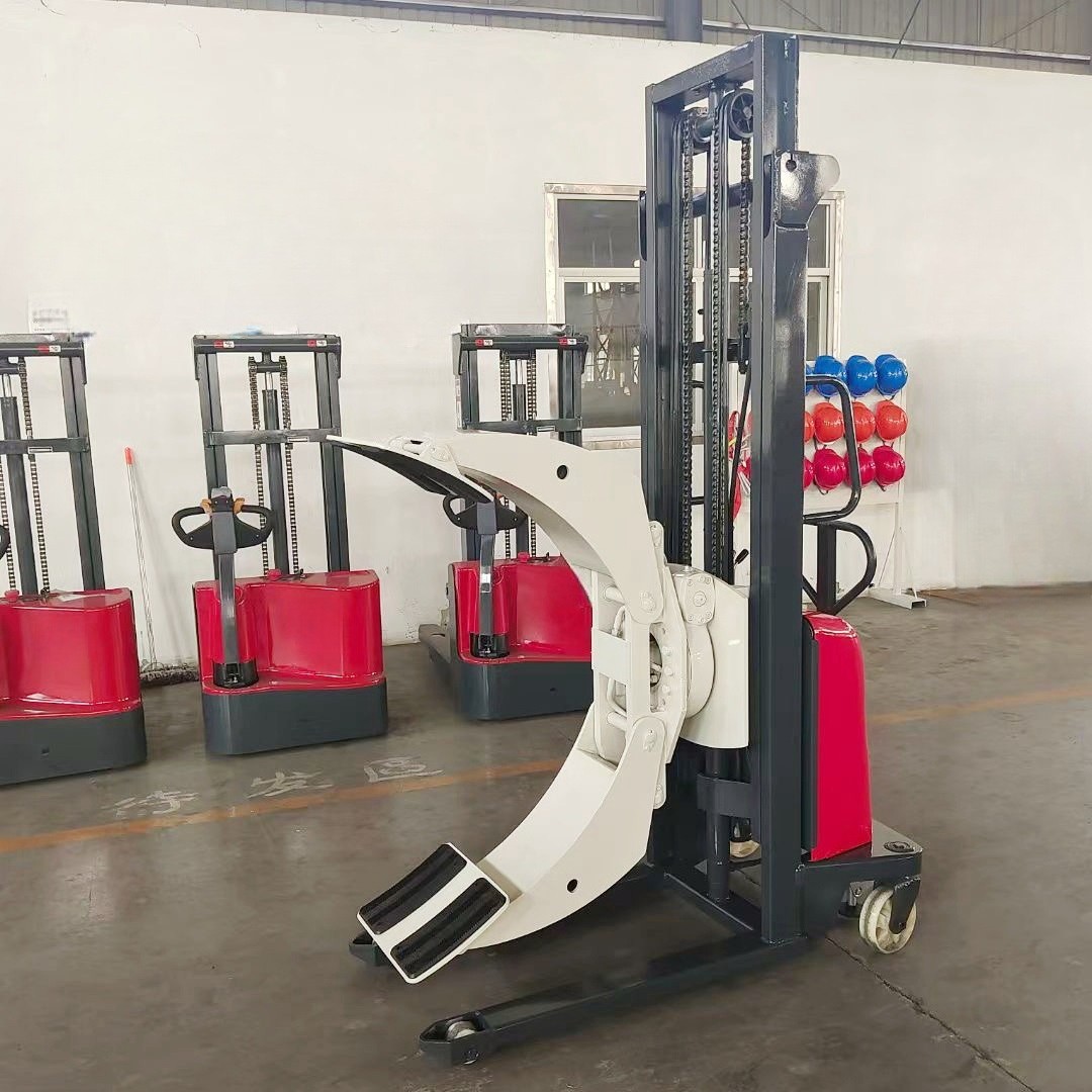 普尔夫半自电动夹抱车小型圆卷纸筒液压翻旋转电器平软夹包机叉车
