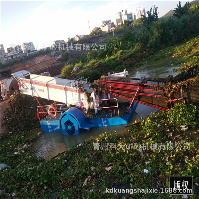 小型割草打捞船水面浮萍清理