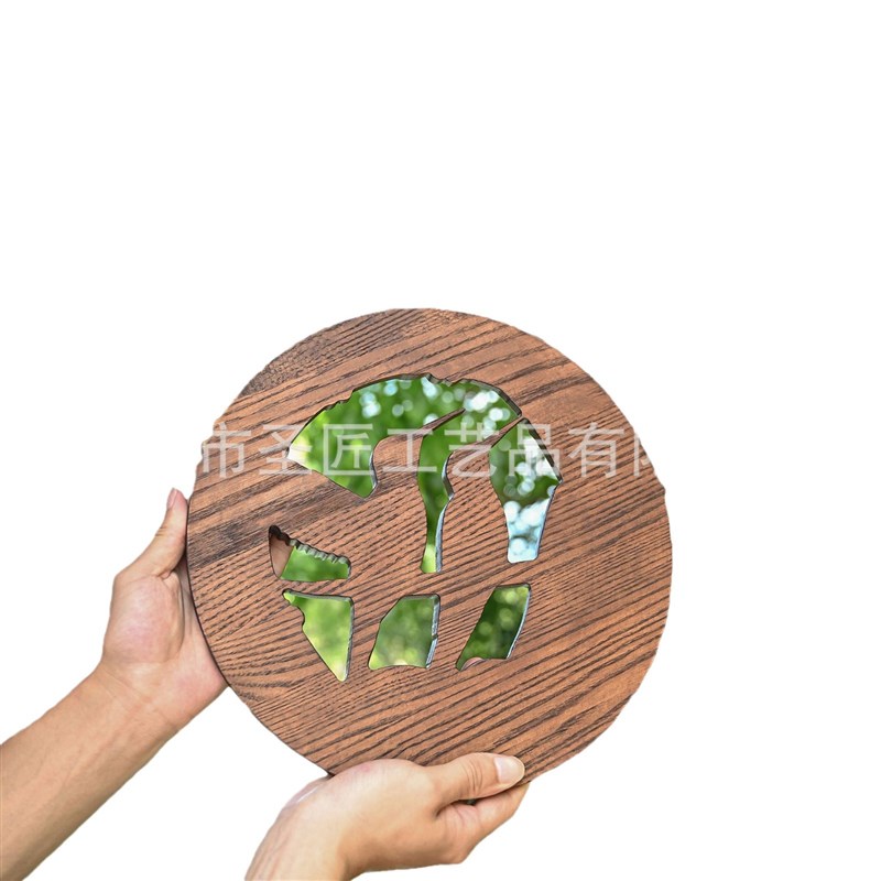 供应雕刻桃木山海镇工艺品圆形摆件H挂件木质装实木木雕饰品
