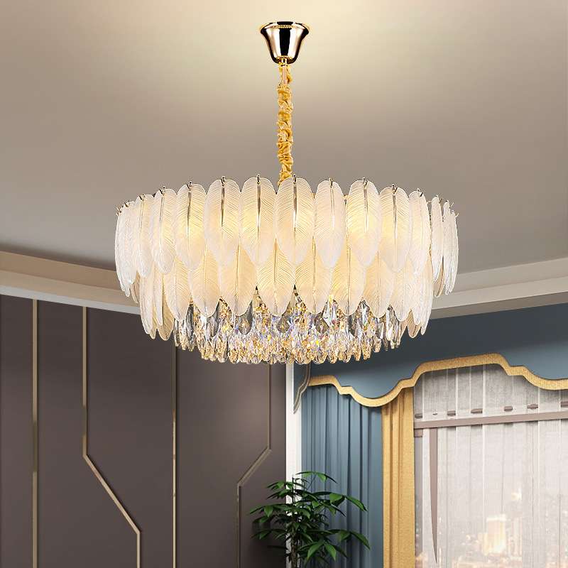 客厅吊灯轻奢水晶灯2026新款创意个性羽毛灯现代简约餐厅卧室灯具