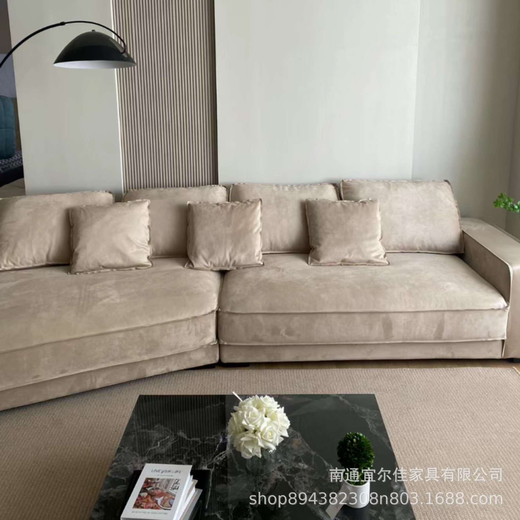 布达佩斯沙发磨砂布羽绒大户型异形转角客厅组合设计师款布艺沙发