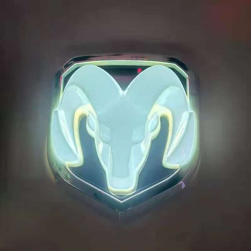 适用道奇羊头前中网标志亮光DODGE 发光车标前标后尾标LED车标灯