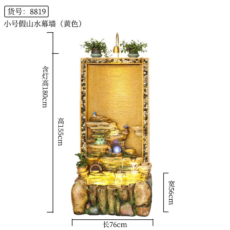 假山喷泉水幕墙流水摆件t客厅风水轮落地餐厅办公室阳台流水墙