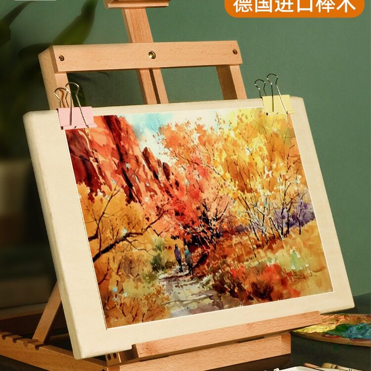 画架桌面台式美术生专用油画画架子可折叠4K实木制桌上画板支架丙