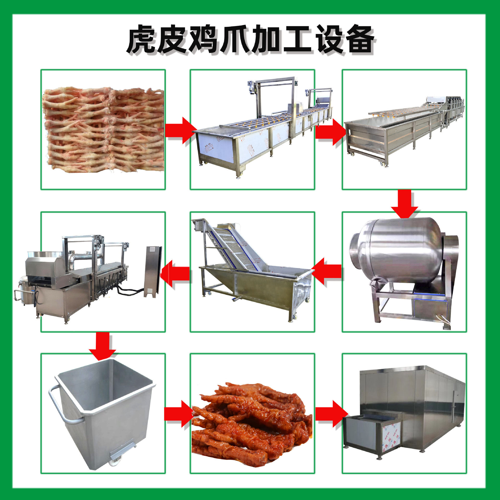 虎皮鸡爪油炸机 凤爪油炸机 加工虎皮鸡爪成套设备速冻凤爪油炸机