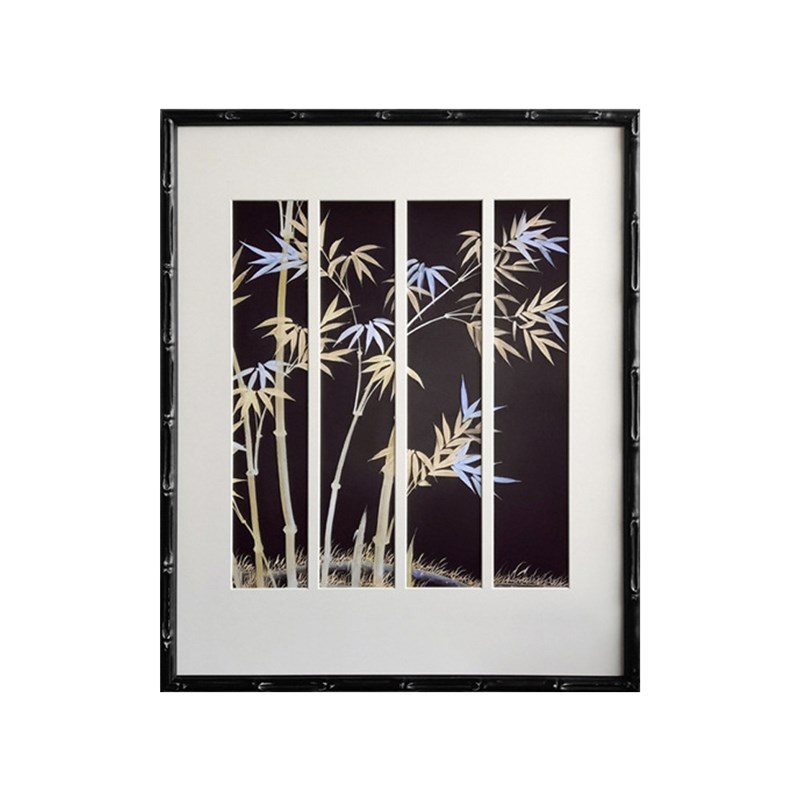 窗棂竹影 高端实木竹节装饰画客A厅餐厅中国风竹林挂画卡纸艺术画
