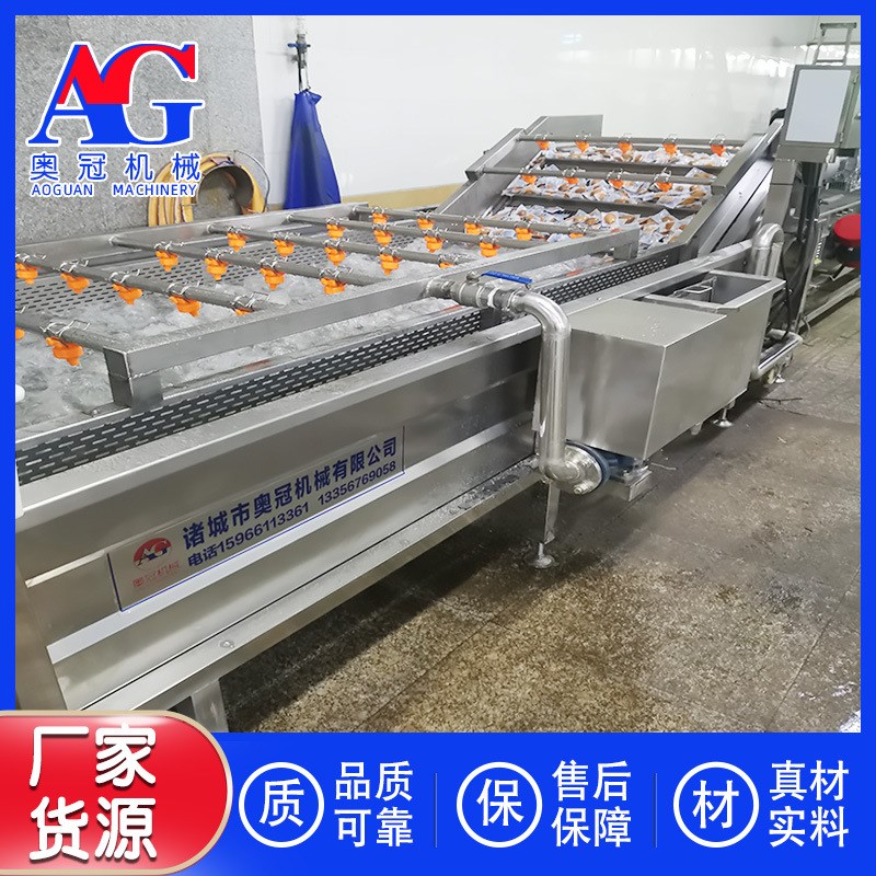 陕西榆林三e叶菜清洗漂汤焯水杀青降温流水线设备 山野菜加工机器