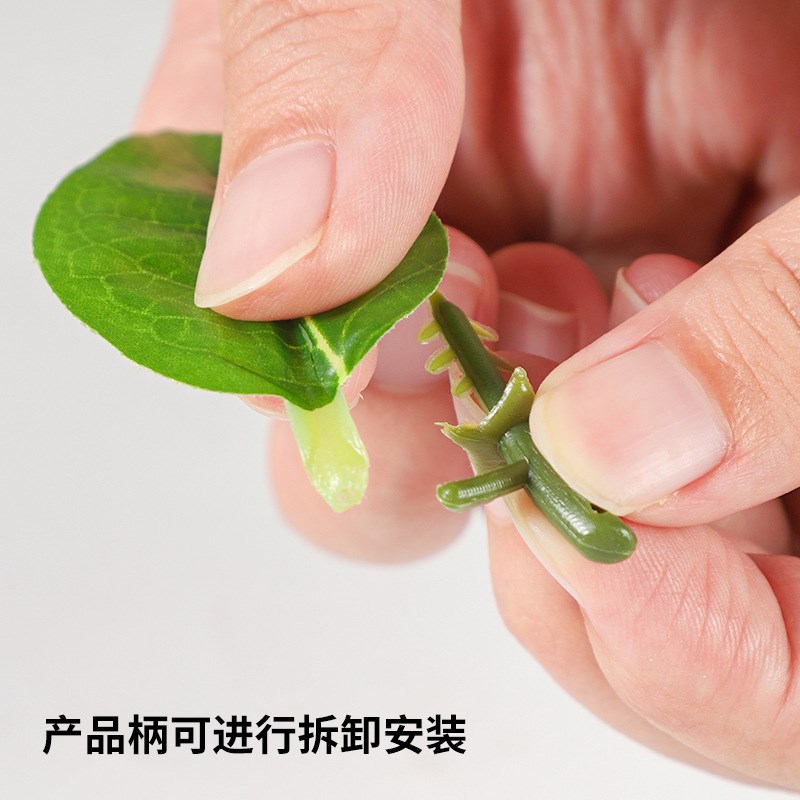 仿真水果新款带叶子带r孔可挂塑料水果柄果把泡沫假水果柄配件