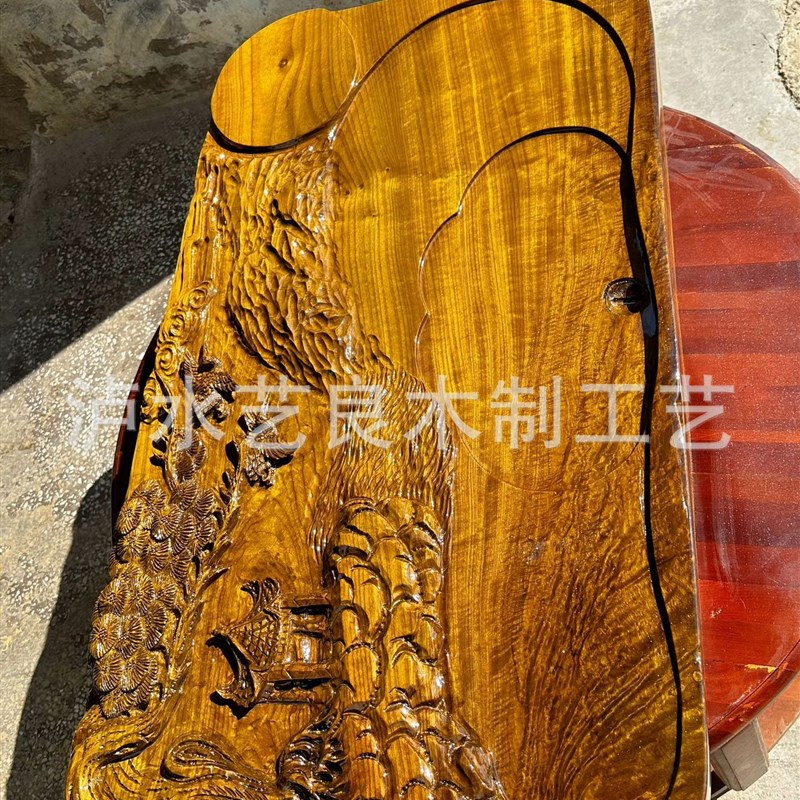 金丝楠木水波纹茶盘 龙胆纹茶盘 茶台茶海M茶具 成品茶盘 一手