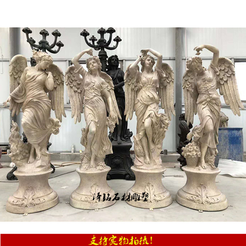 玻璃钢吹拉弹唱四季女神人物雕塑仿铜欧式音乐天使树脂迎宾雕像