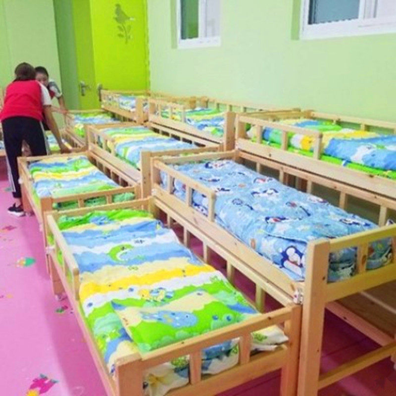 幼儿园实木推拉床儿童午睡叠叠床早教托管小学生上下铺橡木高低床