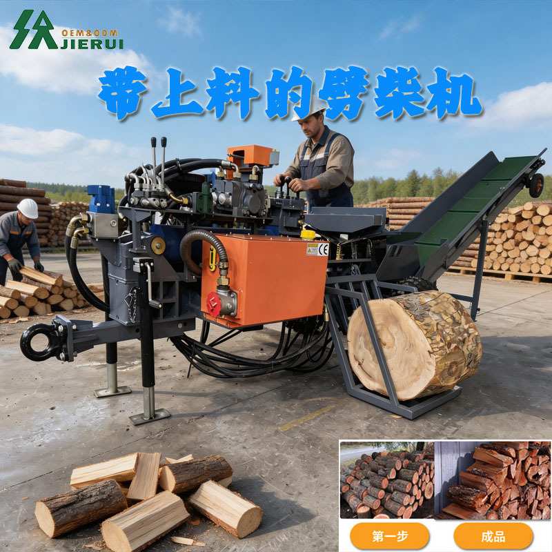 杰睿汽油款大型树根劈木机原木墩分裂机大直径木材树墩劈开机