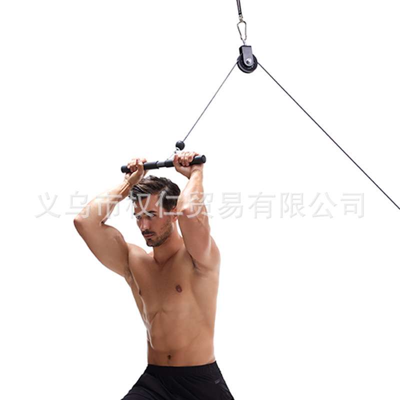 肱三头肌训练器钢丝绳高位下拉龙门架滑轮家用单杠健身器材拉力器